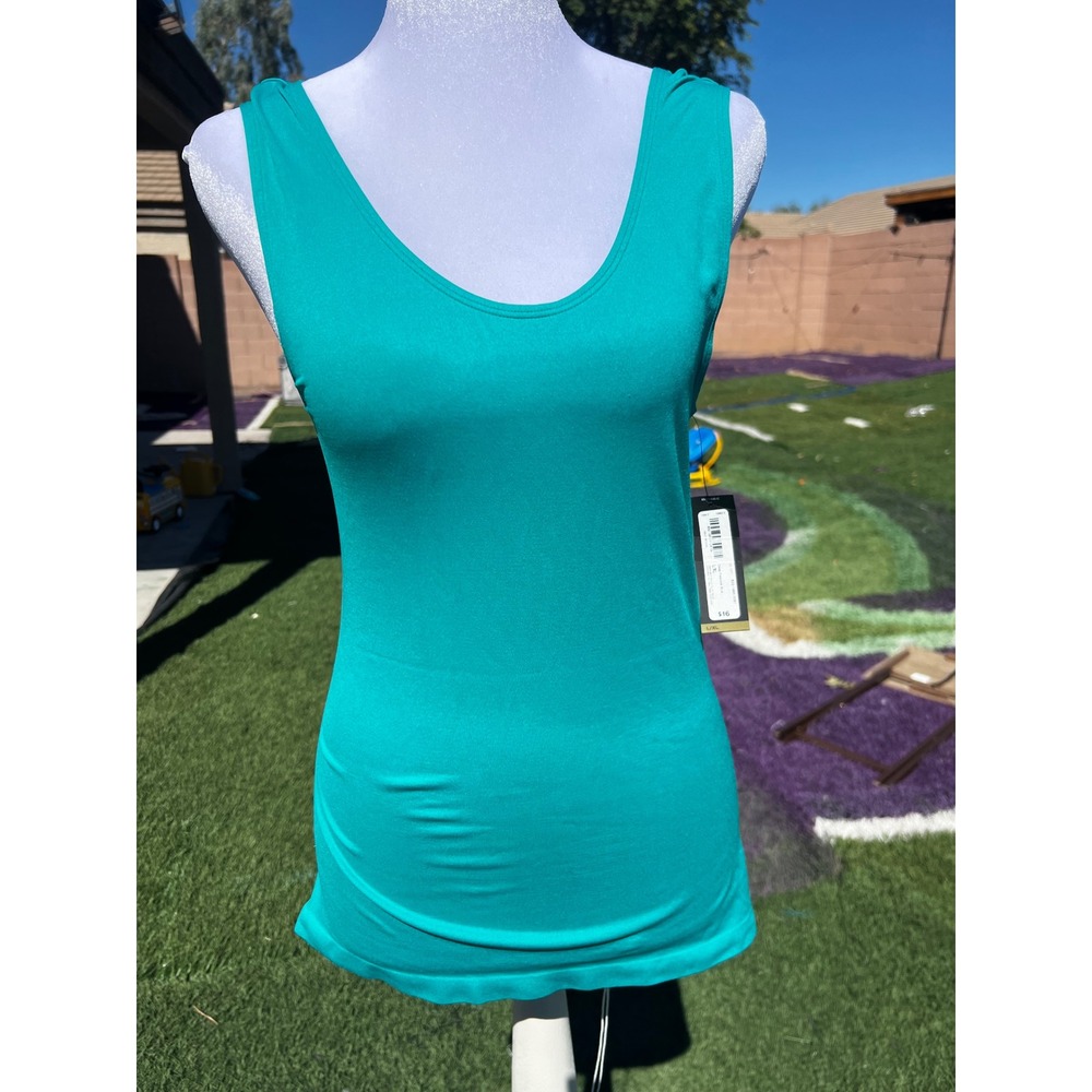Worthington Suitable Seamless Tank Top Teal Green Scoop Neck L/XL NWT